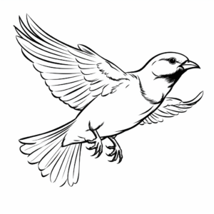 Sparrow in Flight: Sky-Scene Coloring Pages 1