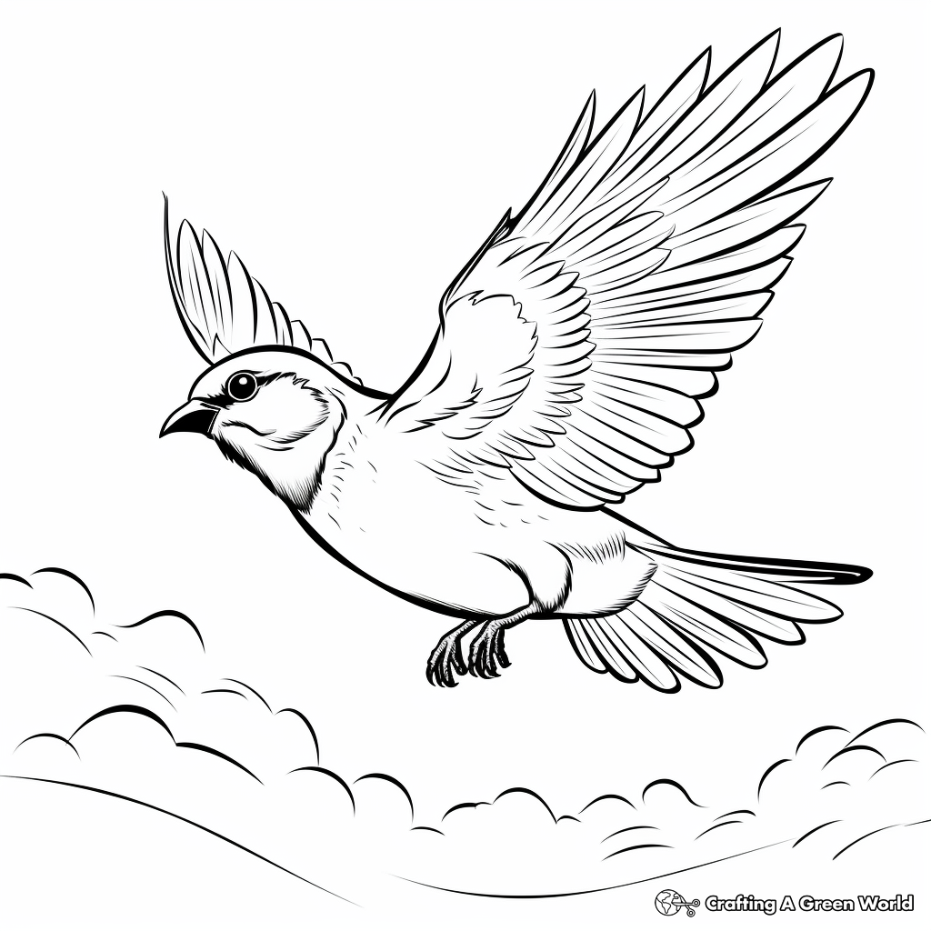 Sparrow in Flight: Sky-Scene Coloring Pages 4