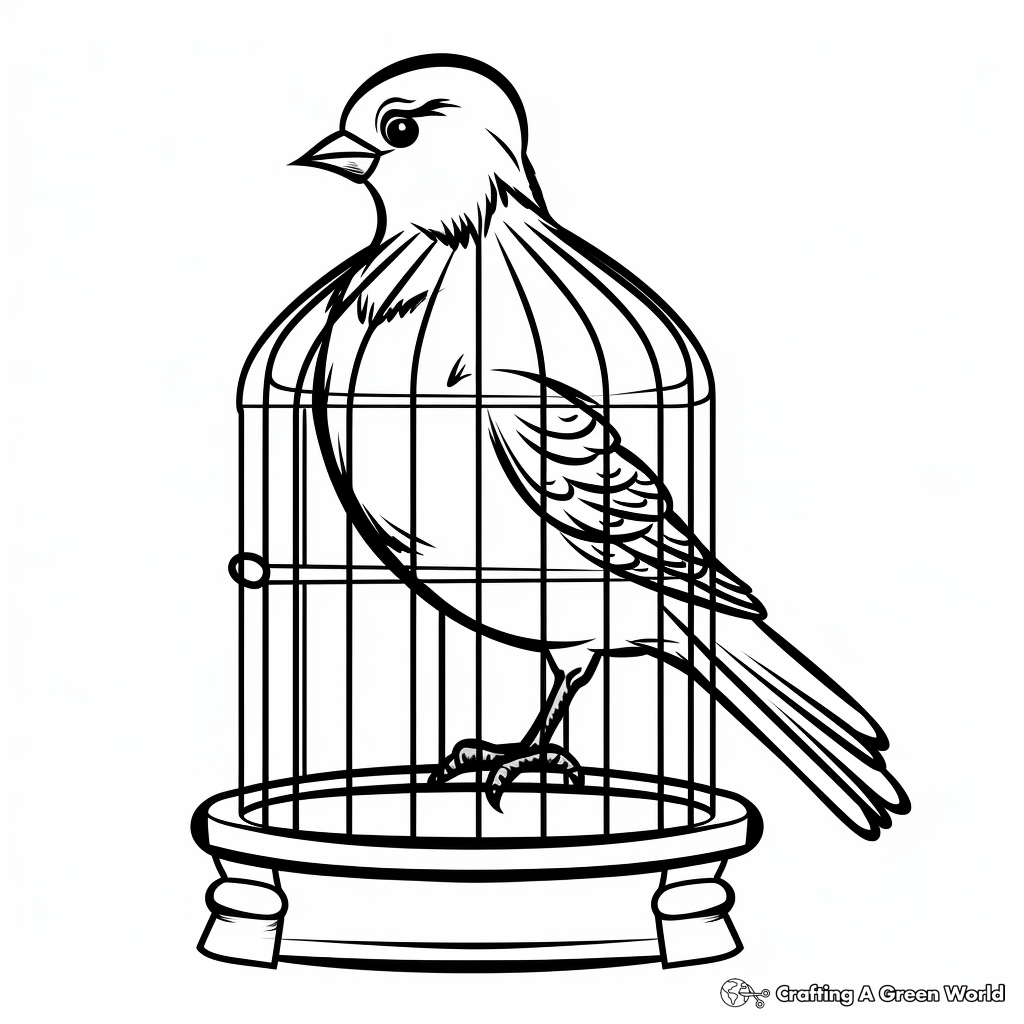 Sparrow in Simple Bird Cage Coloring Pages 4
