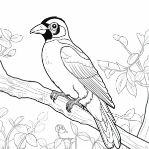 Spectacled Toucan with Nature Background Coloring Pages 1