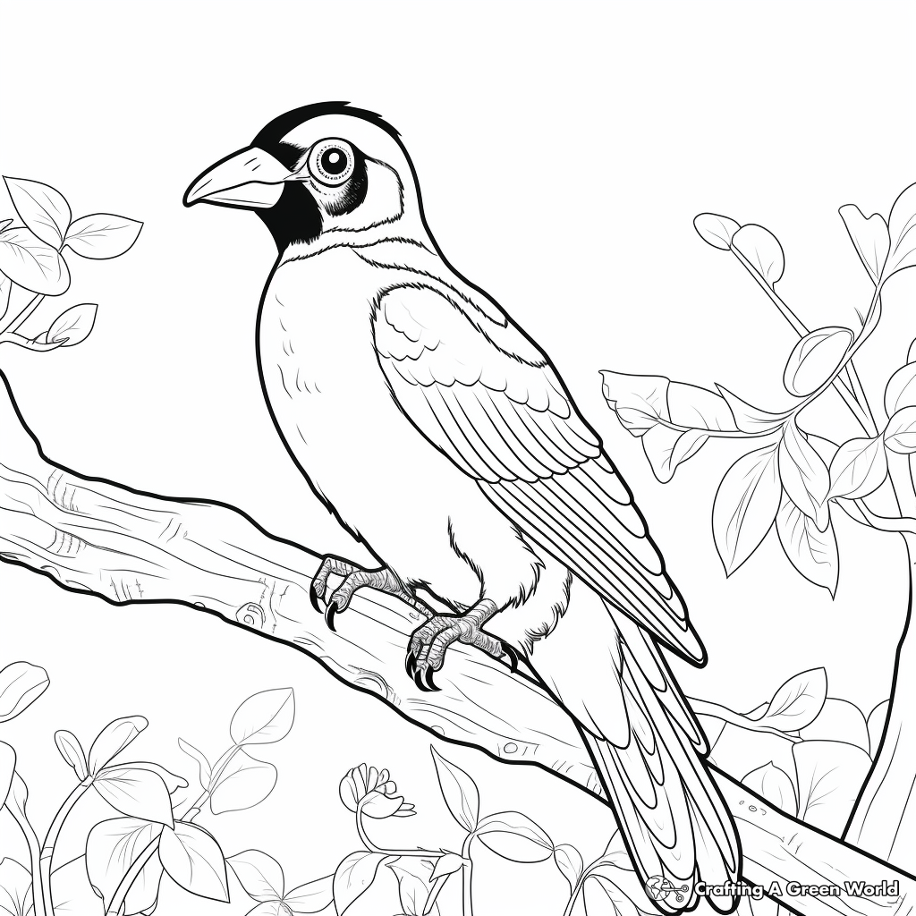 Spectacled Toucan with Nature Background Coloring Pages 1
