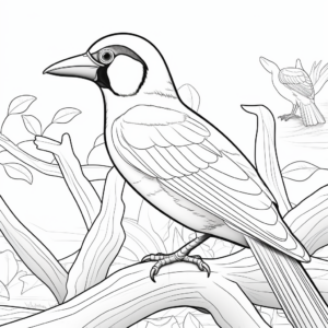 Spectacled Toucan with Nature Background Coloring Pages 2