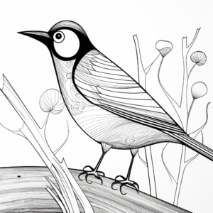 Spectacled Toucan with Nature Background Coloring Pages 3