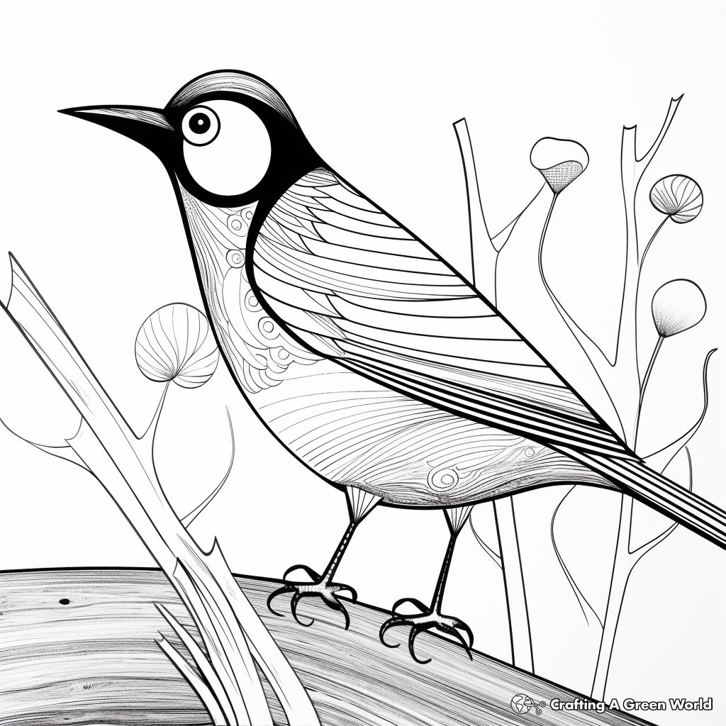 Spectacled Toucan with Nature Background Coloring Pages 3