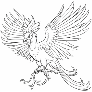 Spectacular Phoenix Bird Coloring Pages for Adults 2