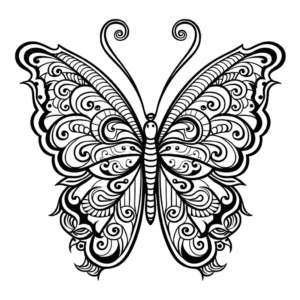 Spectacular Sulfur Butterfly Mandala Coloring Pages 1