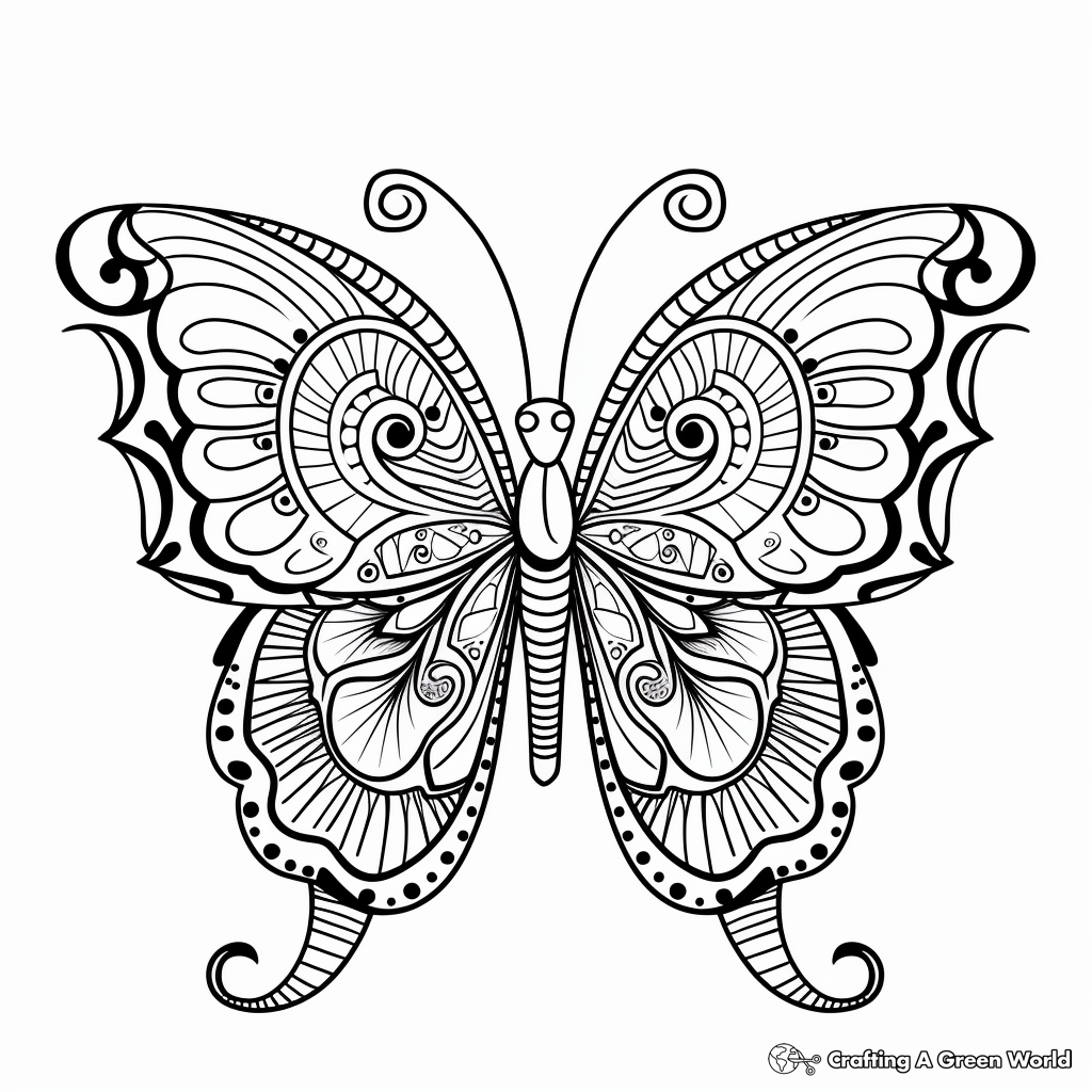 Spectacular Sulfur Butterfly Mandala Coloring Pages 3