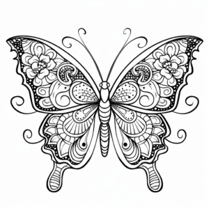 Spectacular Sulfur Butterfly Mandala Coloring Pages 4