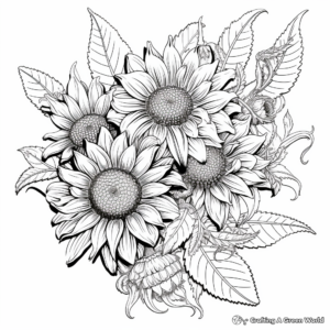 Spectacular Sunflower Coloring Pages for Adults 1