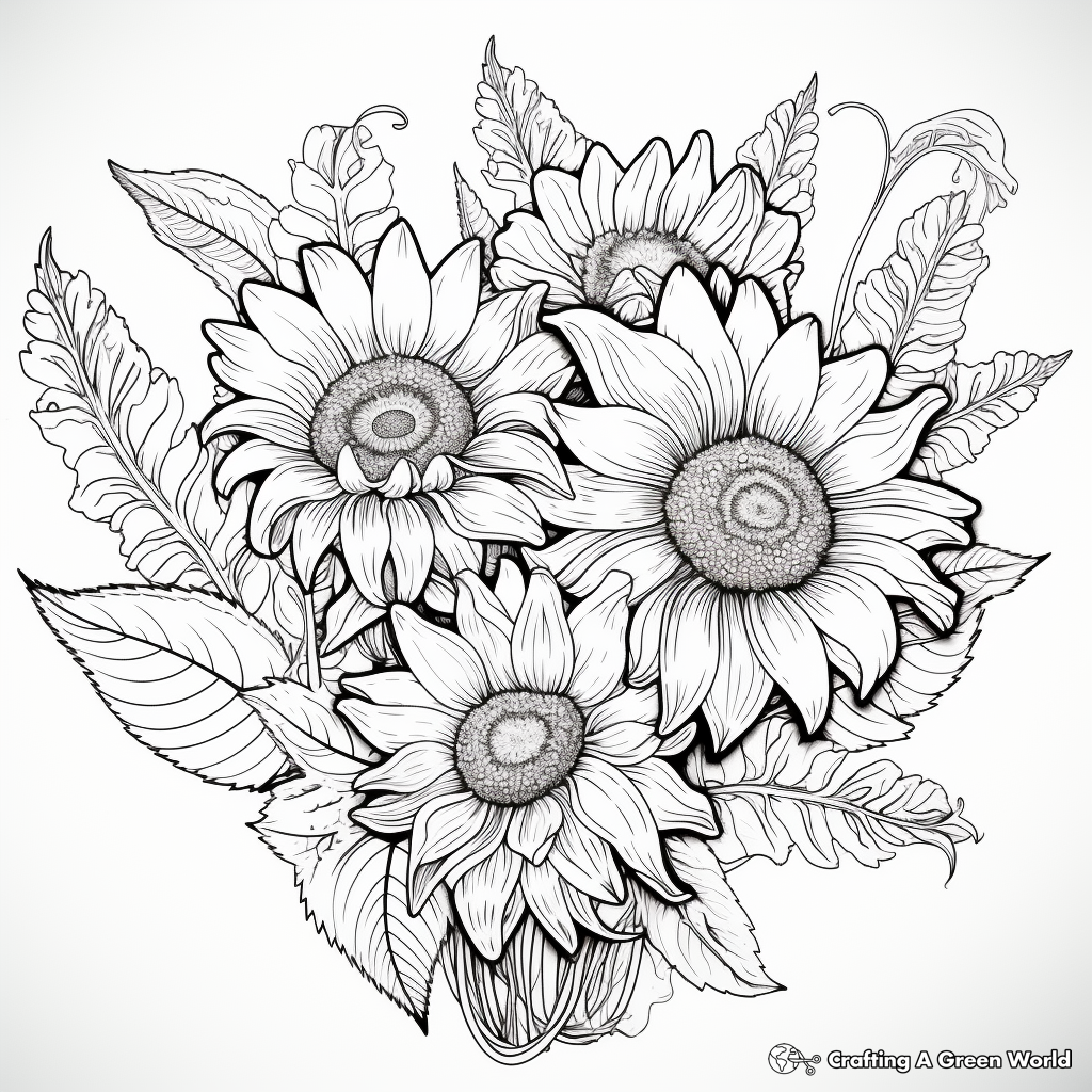 Spectacular Sunflower Coloring Pages for Adults 4