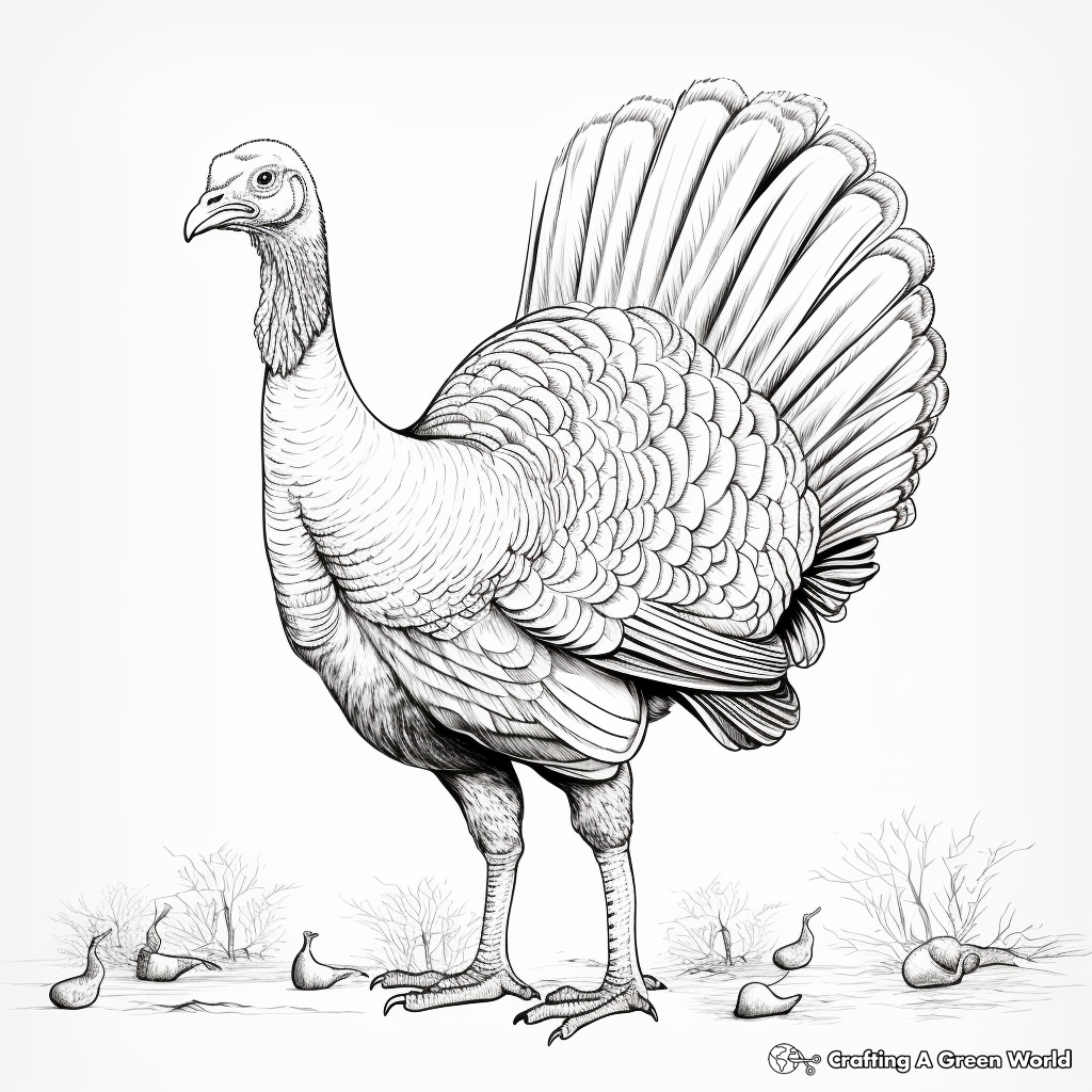 Spectacular Turkey Display Coloring Pages 3