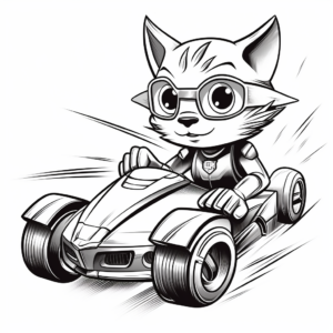 Speedy Racer Kitty Coloring Pages 2
