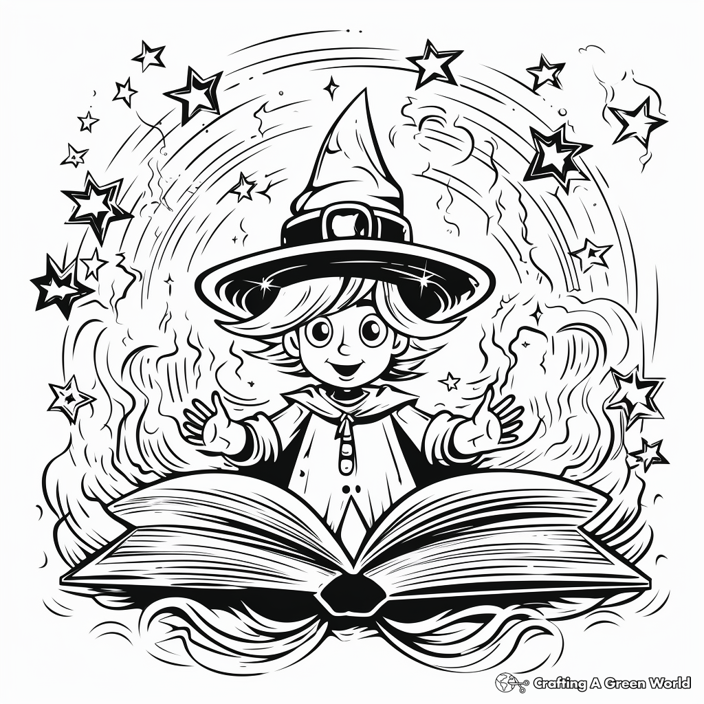 Spell-binding Magic Spell Book Coloring Pages 1