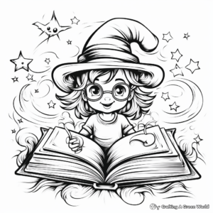 Spell-binding Magic Spell Book Coloring Pages 4
