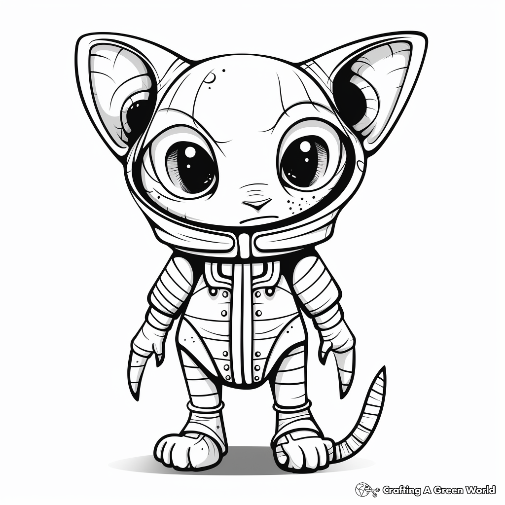 Sphynx Cat Alien Costume Coloring Pages 2