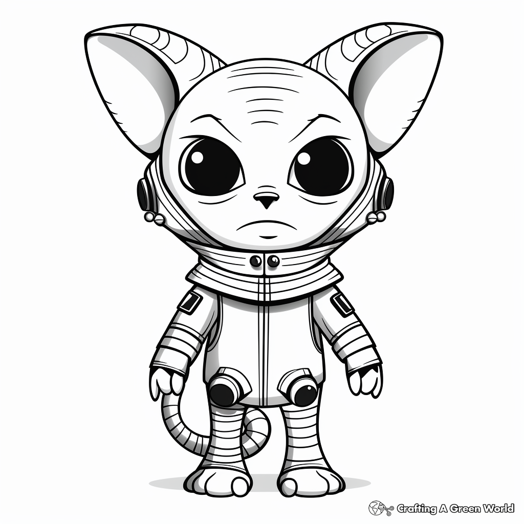 Sphynx Cat Alien Costume Coloring Pages 3