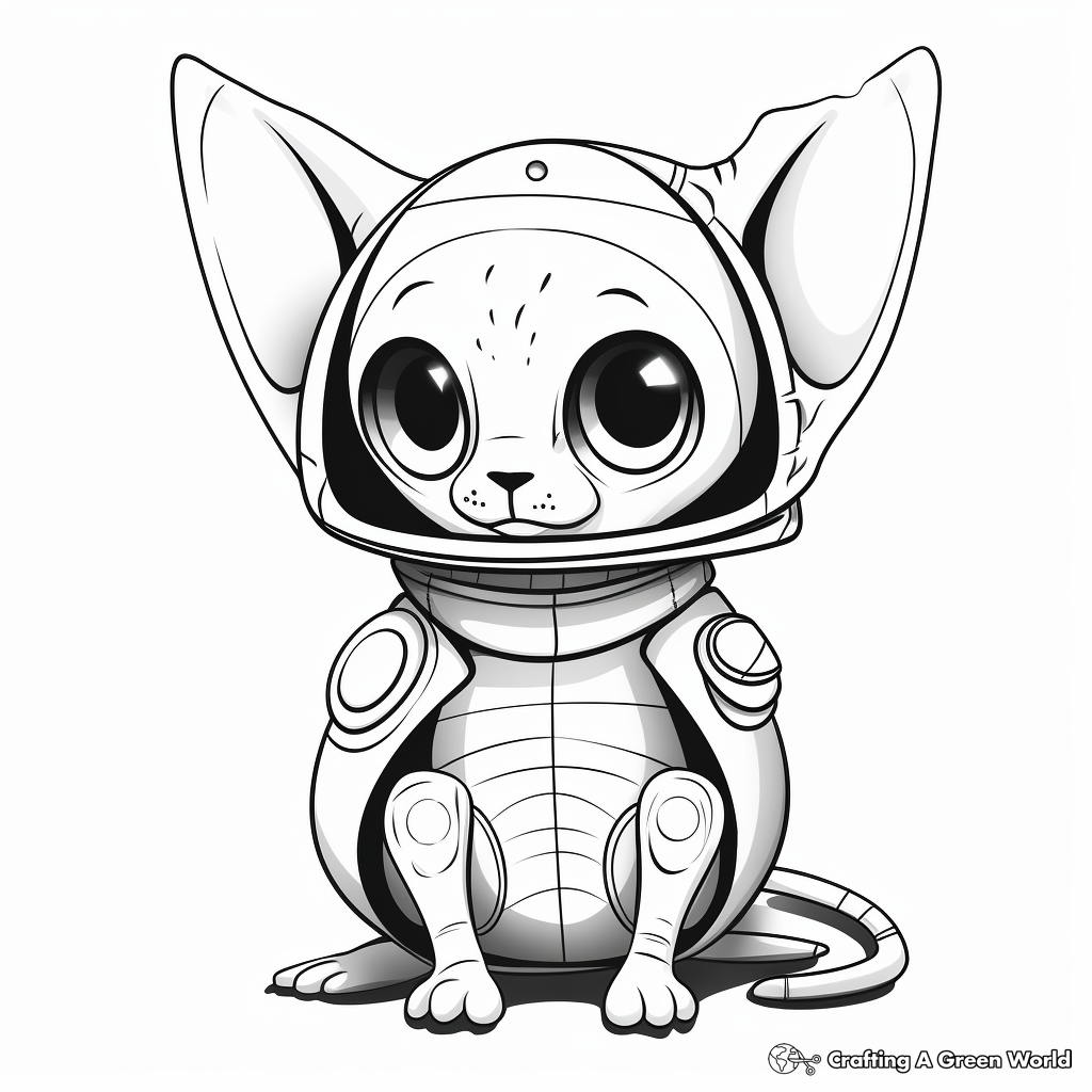 Sphynx Cat Alien Costume Coloring Pages 4