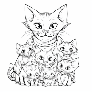 Sphynx Cat Family Coloring Pages: Mom, Dad, and Kittens 3