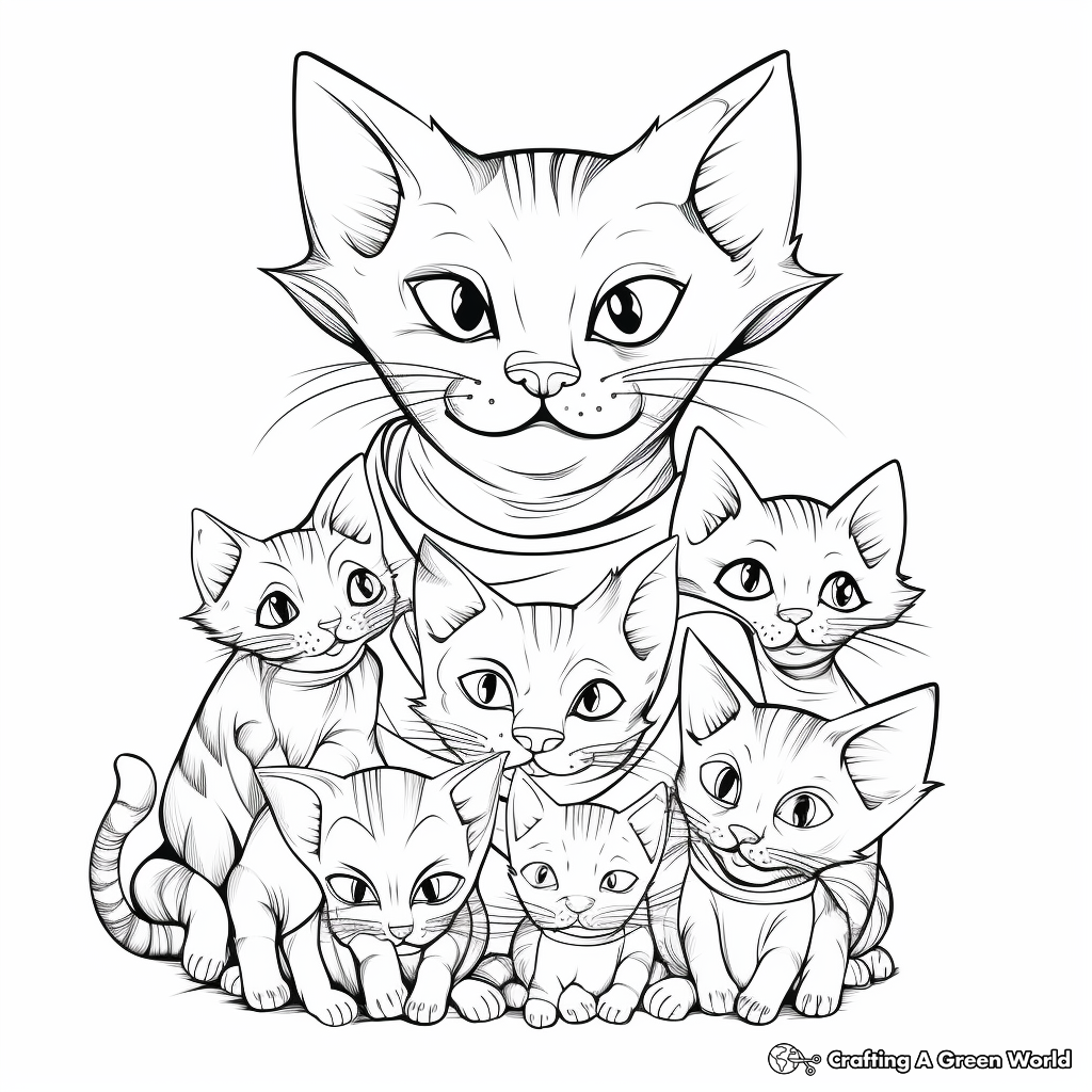 Sphynx Cat Family Coloring Pages: Mom, Dad, and Kittens 2