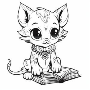 Sphynx Cat in a Fantasy World Coloring pages 1