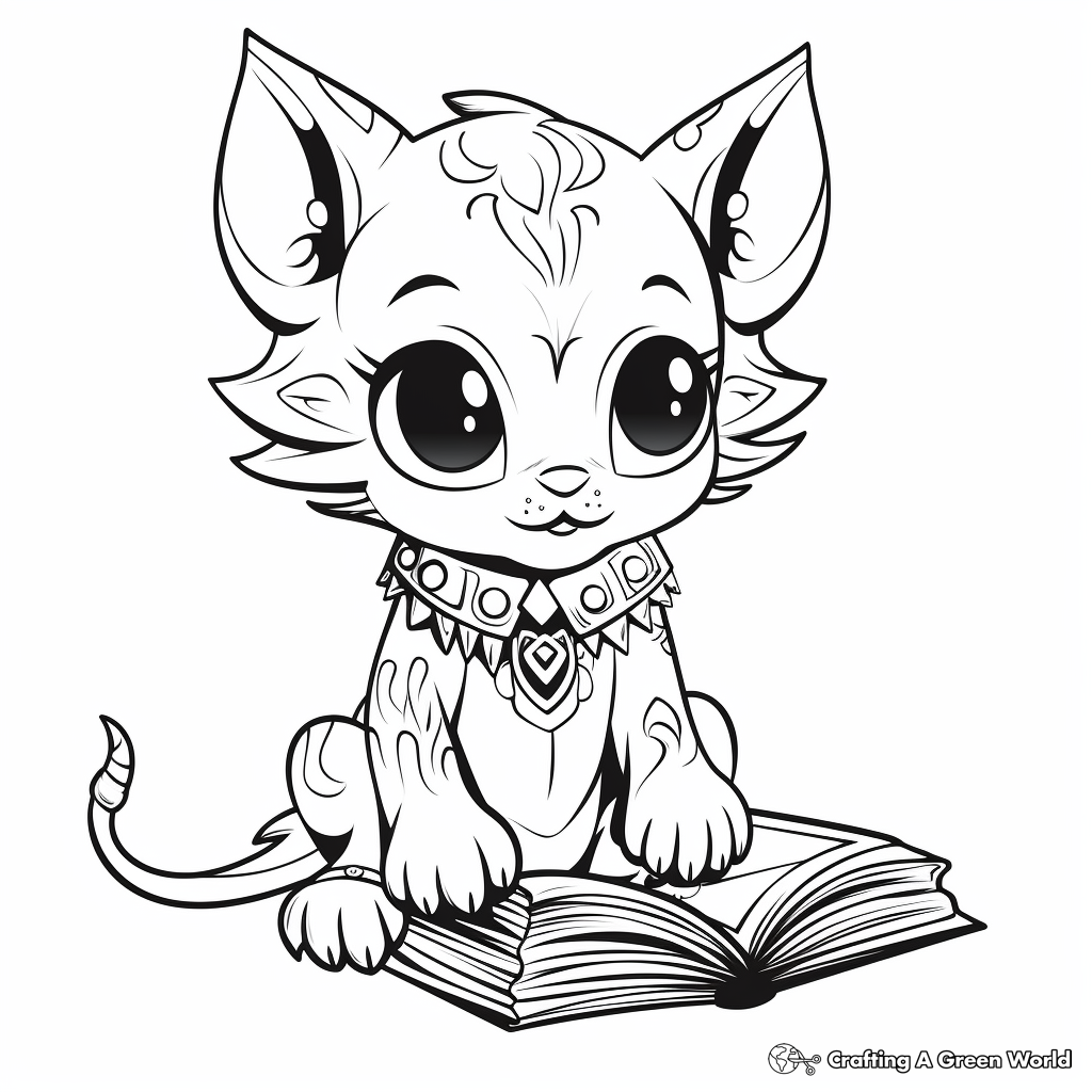 Sphynx Cat in a Fantasy World Coloring pages 1