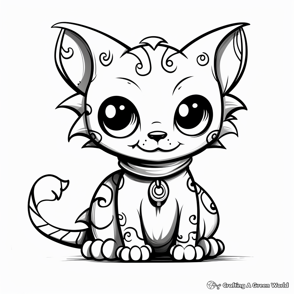 Sphynx Cat in a Fantasy World Coloring pages 2