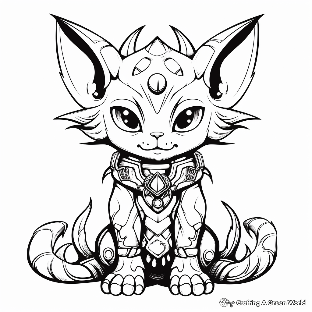 Sphynx Cat in a Fantasy World Coloring pages 3
