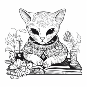 Sphynx Cat in Relaxing Mood Coloring Pages 1