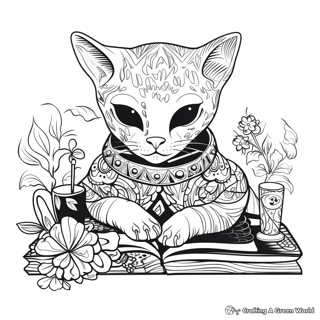 Sphynx Cat in Relaxing Mood Coloring Pages 1