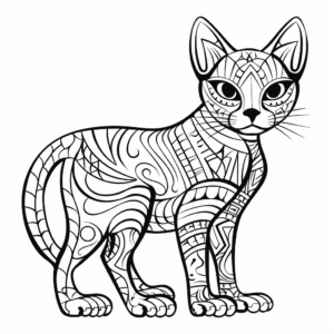 Sphynx cat with Unique Patterns Coloring Pages 3