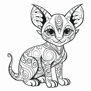 Sphynx cat with Unique Patterns Coloring Pages 4