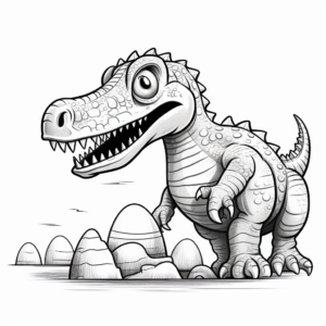 Spinosaurus and T-Rex Dinosaur Egg Hatching Coloring Pages 1