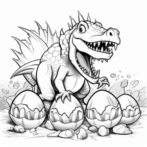 Spinosaurus and T-Rex Dinosaur Egg Hatching Coloring Pages 2