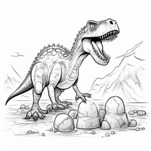 Spinosaurus and T-Rex Dinosaur Egg Hatching Coloring Pages 3