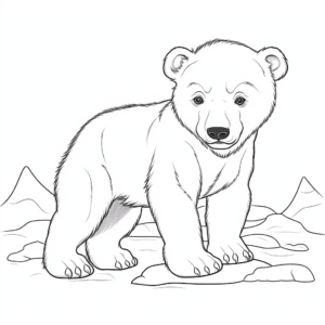 Spirit of the Arctic: Polar Bear Cub Coloring Pages 1