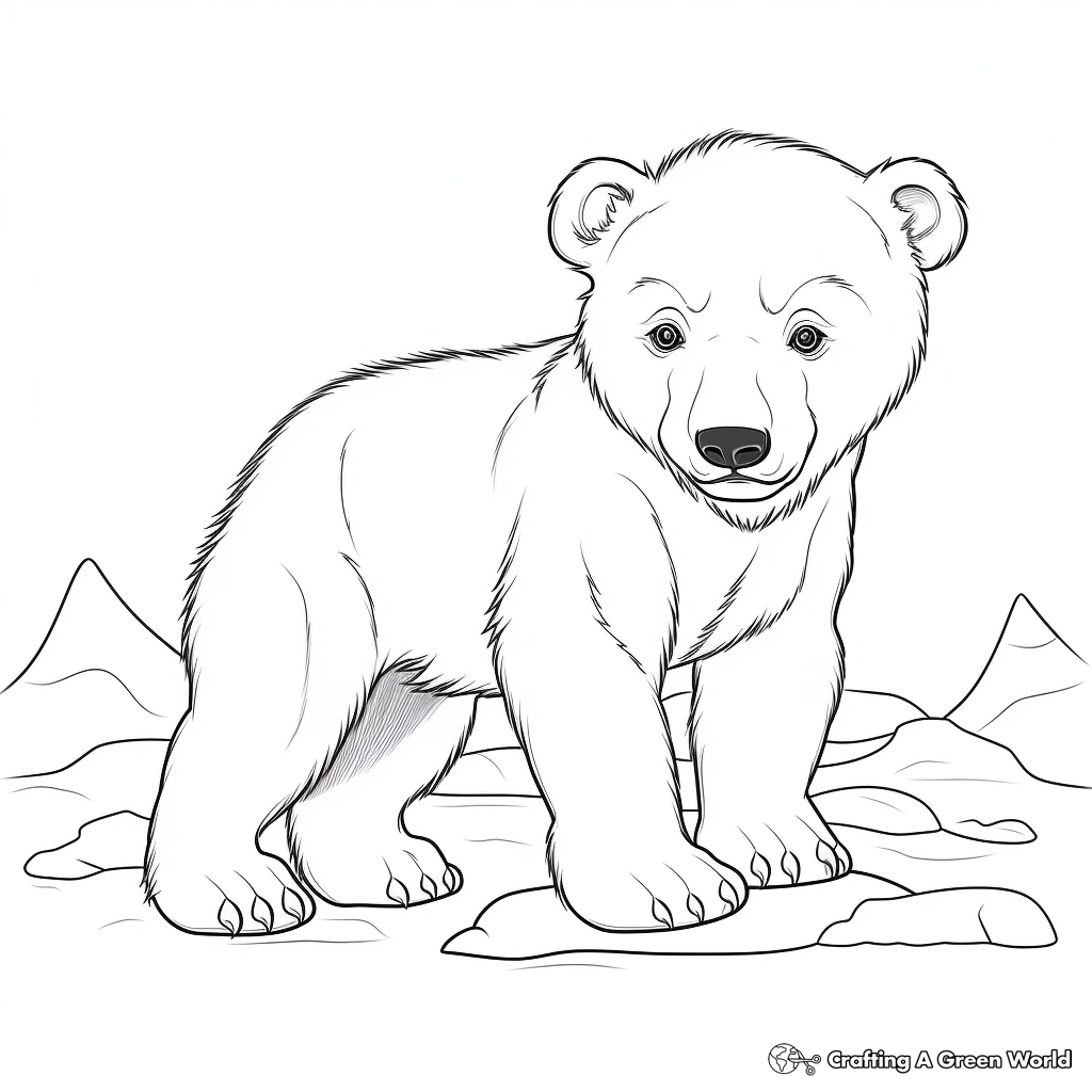 Spirit of the Arctic: Polar Bear Cub Coloring Pages 1