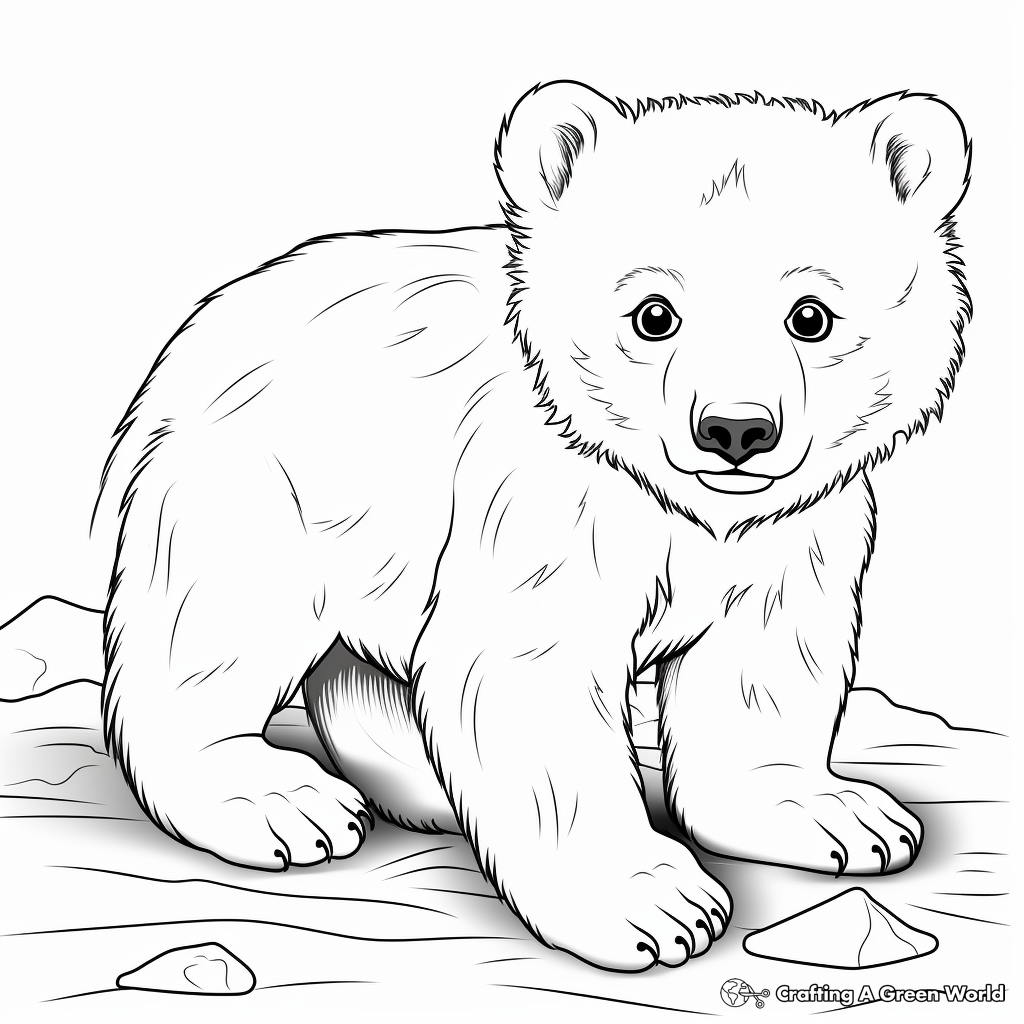 Spirit of the Arctic: Polar Bear Cub Coloring Pages 2
