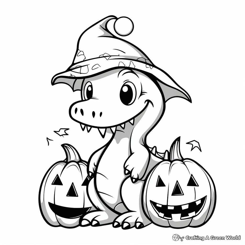 Spooky Dinosaur Halloween Coloring Pages 2