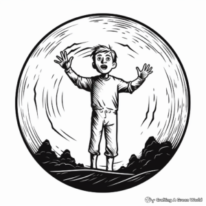 Spooky Full Moon on Halloween Night Coloring Pages 4