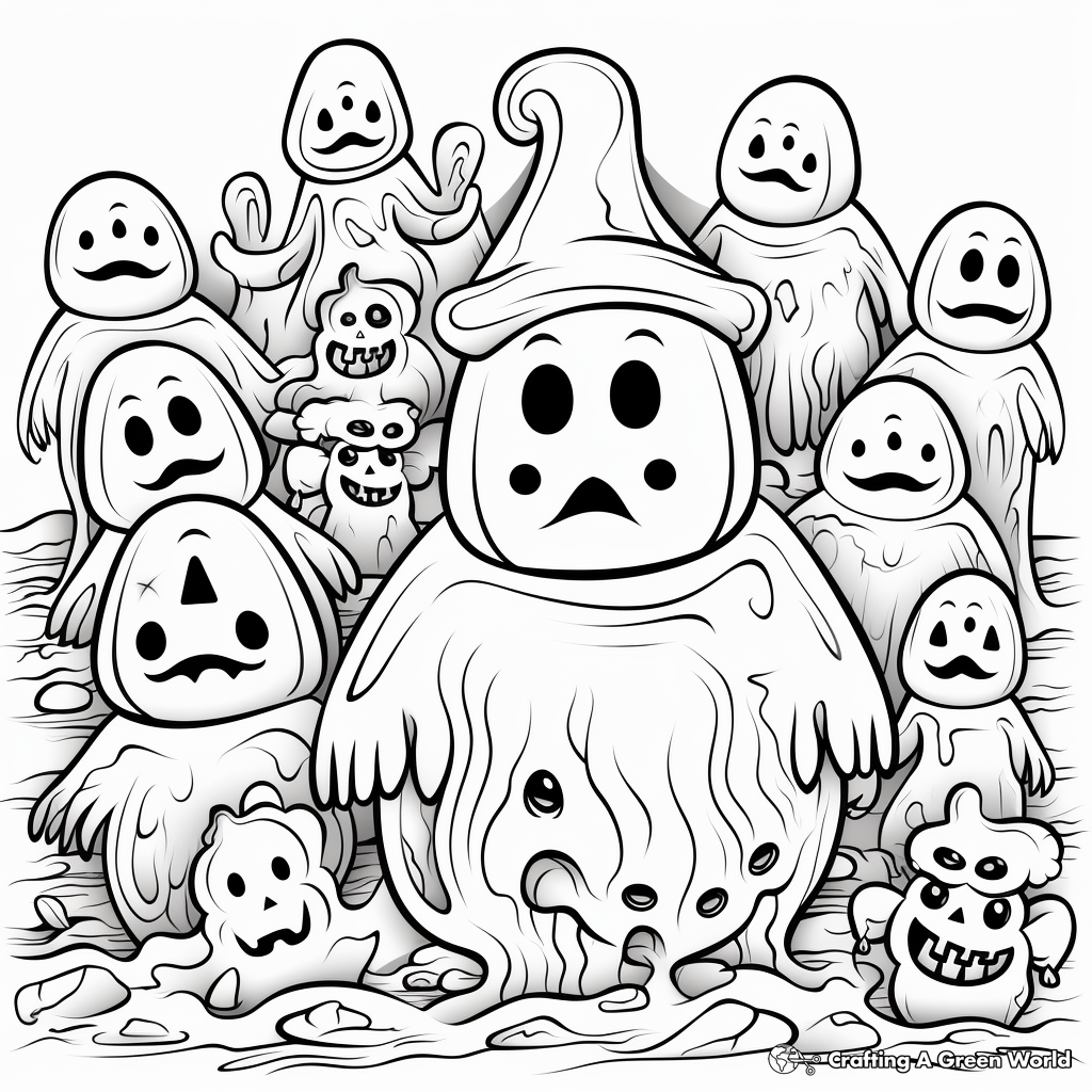 Spooky Ghosts Adult Coloring Pages 1