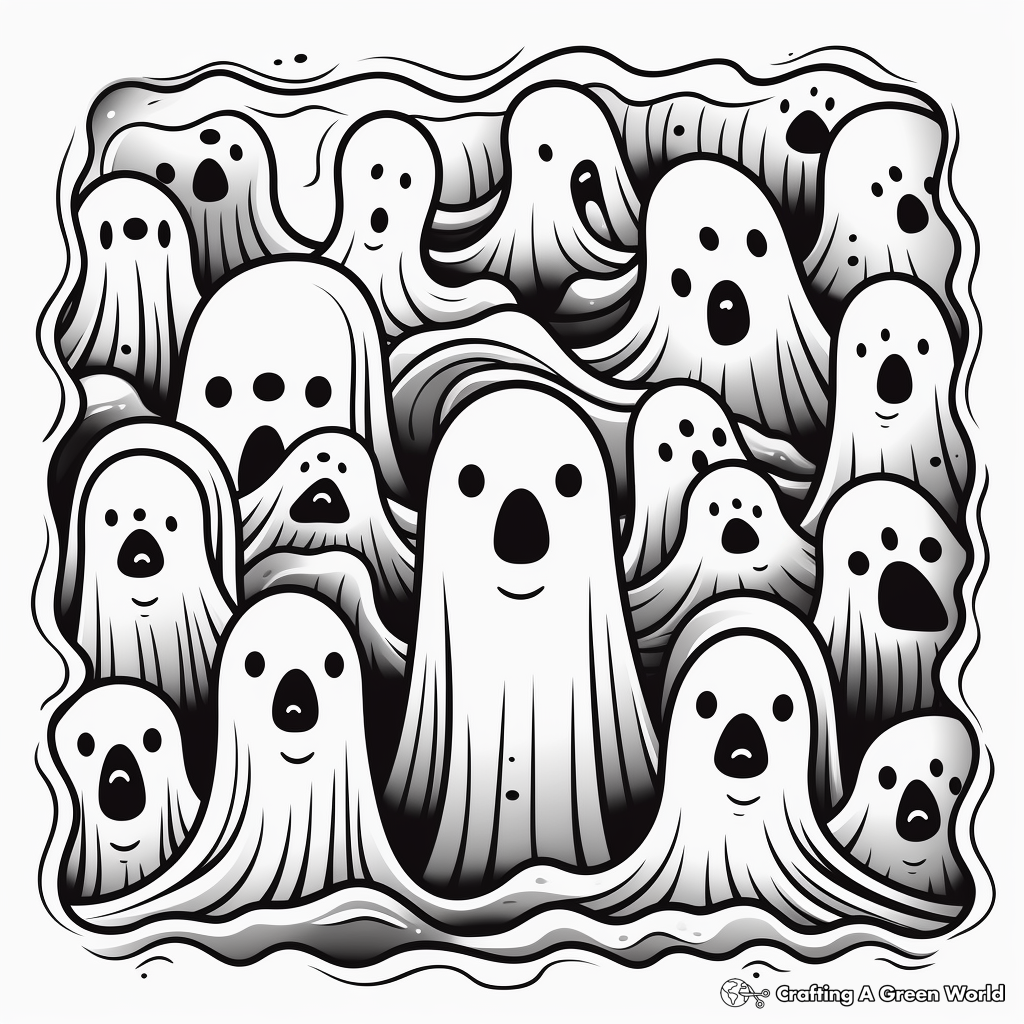 Spooky Ghosts Adult Coloring Pages 3