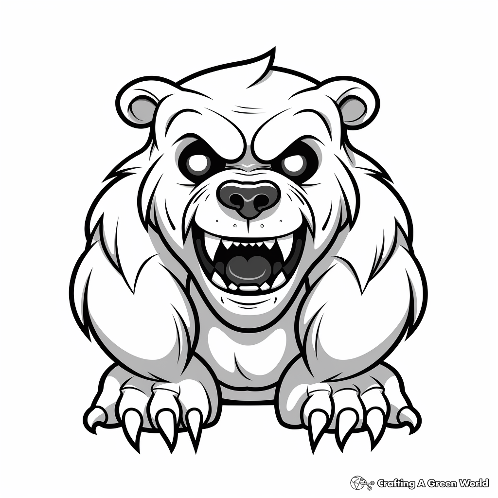 Spooky Grizzly Bear Coloring Pages 1