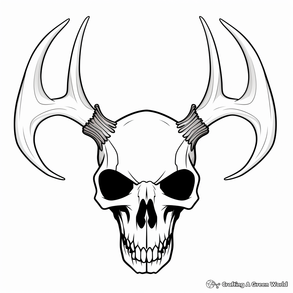Spooky Halloween Deer Skull Coloring Pages 1