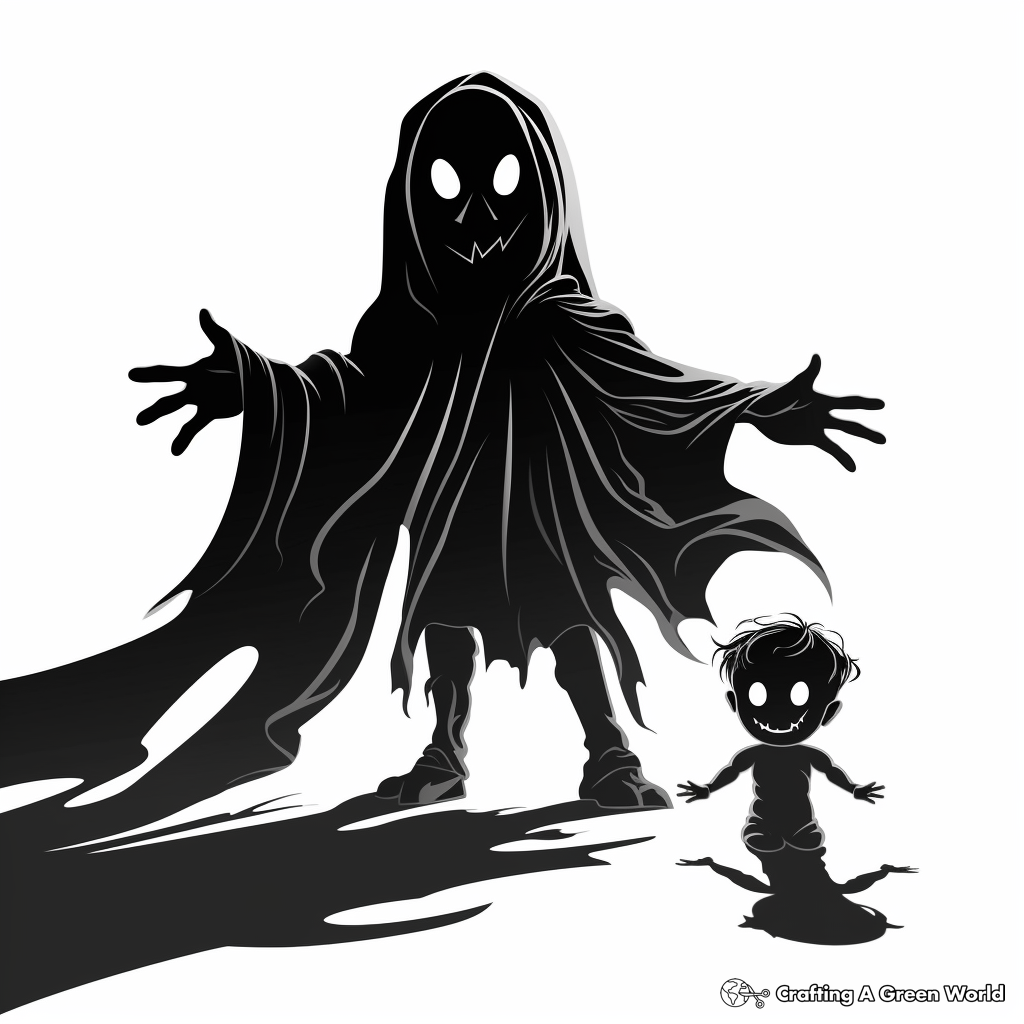 Spooky Halloween Shadow Coloring Pages 3