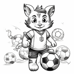 Sporty Cat Pack Playing Soccer Coloring Pages 3