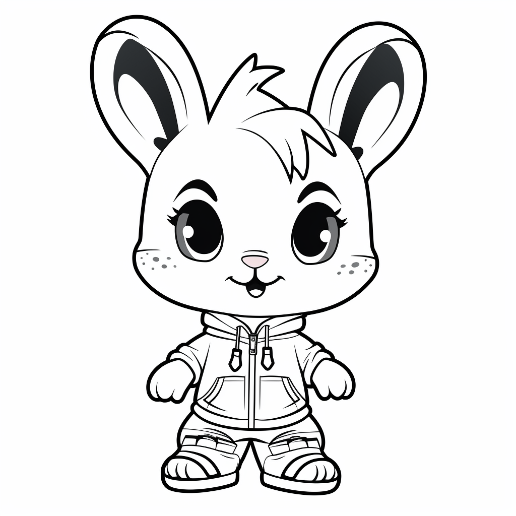 Sporty Kawaii Bunny Coloring Pages 1