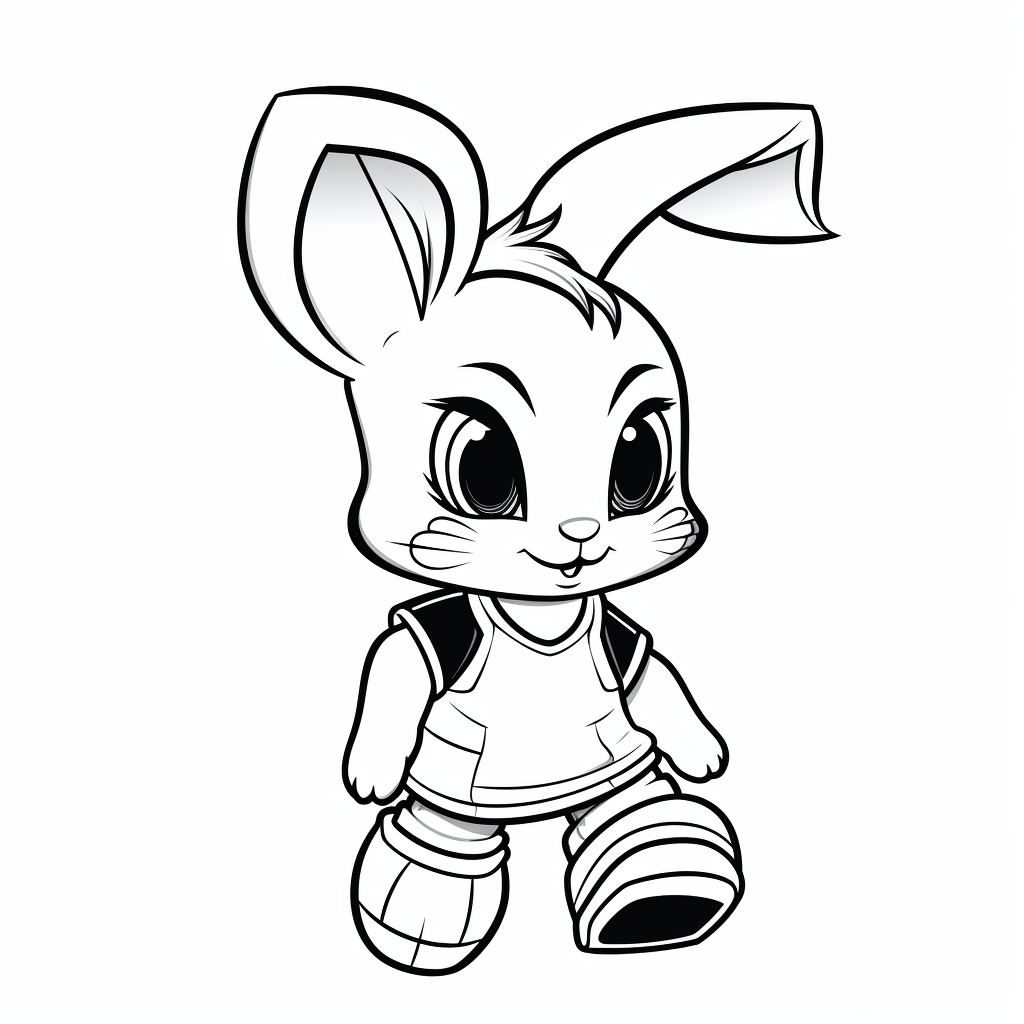 Sporty Kawaii Bunny Coloring Pages 3