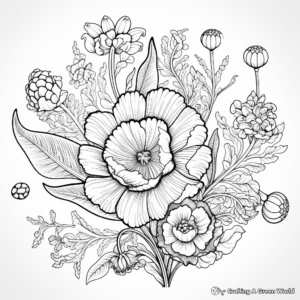 Spring Bloom: Intricate Tulip Coloring Pages 1