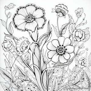 Spring Bloom: Intricate Tulip Coloring Pages 4