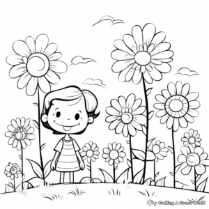 Spring Daisy Field Coloring Pages 2